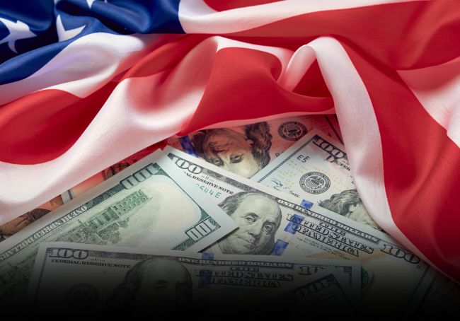 Bandiera e dollari USA